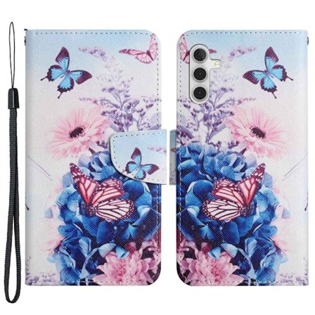 Wonderland Samsung Galaxy A14 Läppäkotelo - Purple Butterflies