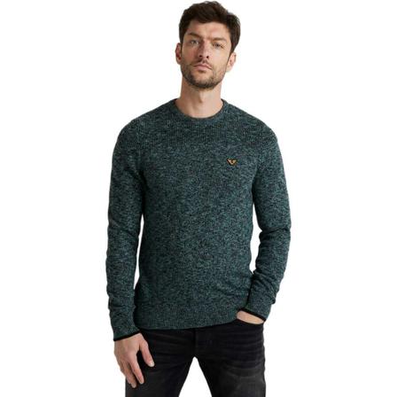 PME Legend, R-neck cotton mouline mineral blue Blauw, Heren, Maat:L