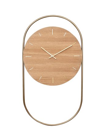 Andersen Furniture A-Wall Clock Oak With Brass Ring - Brown - ONE SIZE