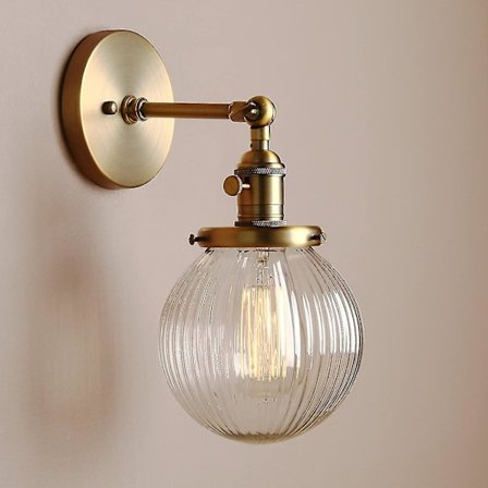 Koristeellinen seinävalaisin antiikkisessa designissa raidallisilla pienillä lasipalloilla, loft-seinävalaisin, seinävalaisin, seinävalaistus (