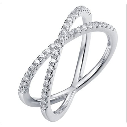X-formet ring med simuleret diamantkors til damer