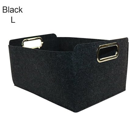 Filt Förvaringskorg Kläder Organizer Diverse Behållare SVART L - spot sales