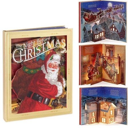 The Night Before Christmas Pop-Up Bog med Lys og Lyd, 3D Papbog 100% Ny