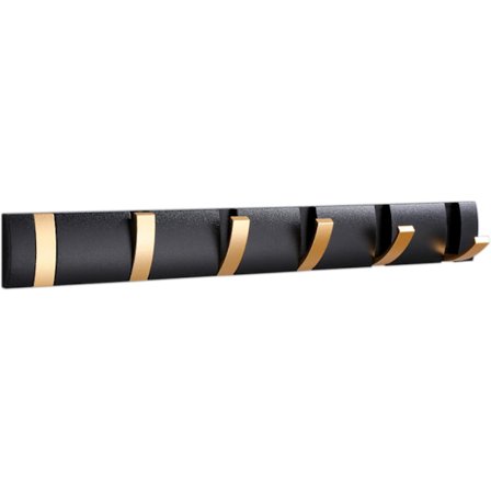 Veggmontert klesstativ med 6 kroker, moderne svart gull sammenleggbar baderomsklesstativ, plassbesparende håndklestativ for å henge frakker, hatter, 