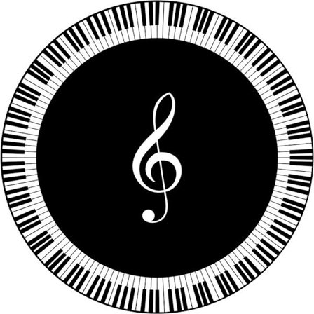 Musical Note Sort Hvid Klaver Nøgle Trykt Runde Tæpper Område Tæpper til Hjem Stue Soveværelse Gulv Dekoration