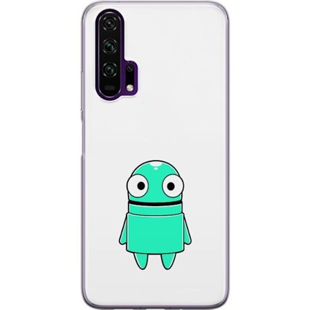 Kompatibelt Mobilskal till Honor Honor 20 Pro Turkos tecknad figur med stora ögon och glad karaktär i enkel illustration