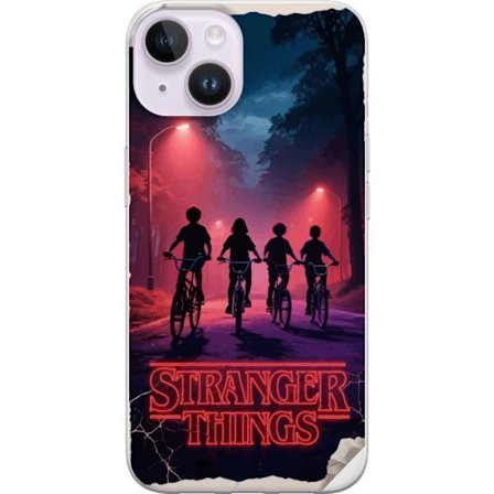 Kompatibelt Mobildeksel til Apple iPhone 14 Stranger Things mørk fantasyillustrasjon med barn og klokke dramatisk rød skrekkdesign inspirert av Upside