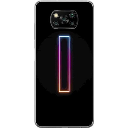 Kompatibel Mobilcover til Xiaomi Xiaomi Poco X3 NFC Minimalistisk neonbogstav I i regnbuefarver mod mørk baggrund