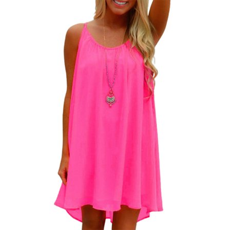 Sommerkjole for kvinner ermeløs Casual Swing Beach Sundress