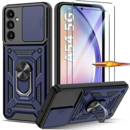 Beskyttelsesskal - BOOLING - til Samsung Galaxy A54 5G - Blå Stødabsorberende - 2 Glas