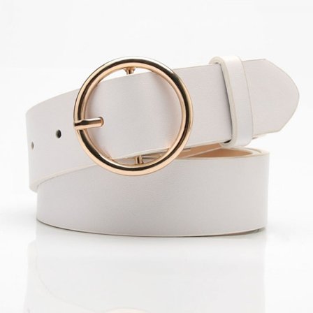 Farve: Hvid Populær Damebælte Rundt Spænde Casual Simpel Alsidig Dame Jeans Tilbehør Bælte Dame