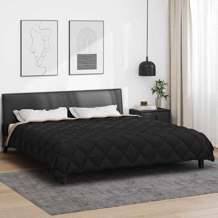 Couette Vidaxl Duvet vinter Svart och Taupe 200 x 200 cm Mikrofiber