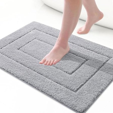 Romteppe, 24" x 16", Myk absorberende mikrofiber baderomsteppe, Grå