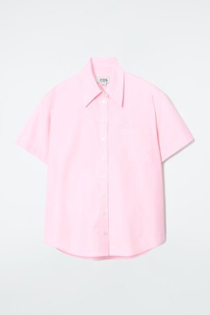 COS Frauen Lockeres Kurzarmhemd Aus Baumwolle in Rosa