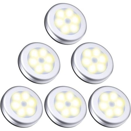 Nattlampa med rörelsesensor, 6 LED rörelsesensorljus skåpslampa,