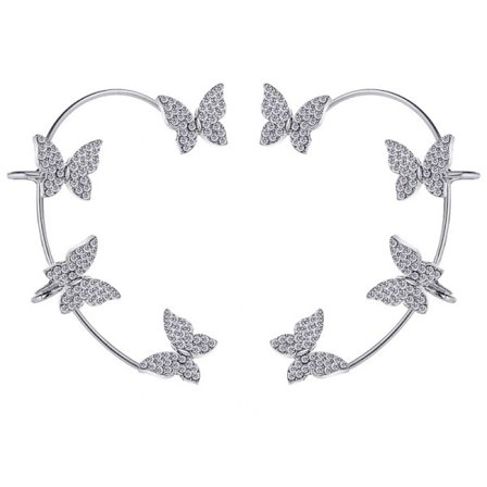 2-delade Hoop Örhängen Butterfly Cuff Örhängen Butterfly Hoop Ear