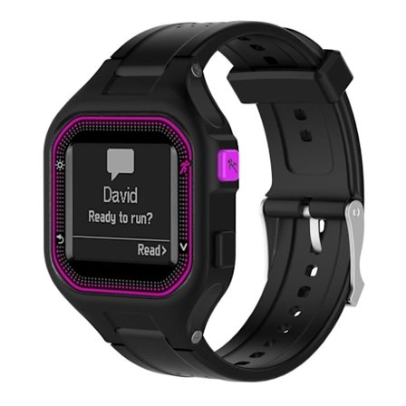 Garmin Forerunner 25 erstatnings urrem i silikone til kvinder samt monterings værktøj - Sort