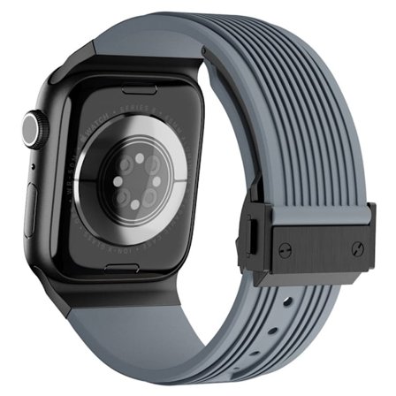 Apple Watch Ultra 2 Ultra 49mm / 9 8 7 45mm / 6 5 4 SE (2023) SE (2022) SE 44mm / 3 2 1 42mm Silikonklokkearmbånd - Svart Spenne / Grå Stropp