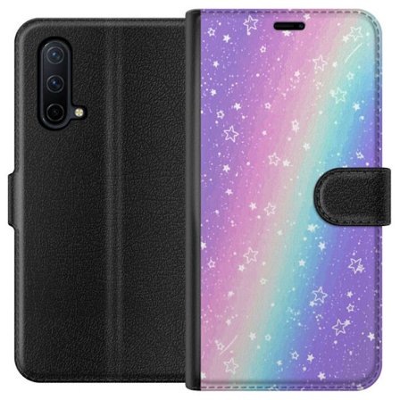 Kompatibel Tegnebogsetui til OnePlus Nord CE 5G Rainbow-farvet pastelbaggrund med hvide stjerner og glitrende prikker i blød overgang