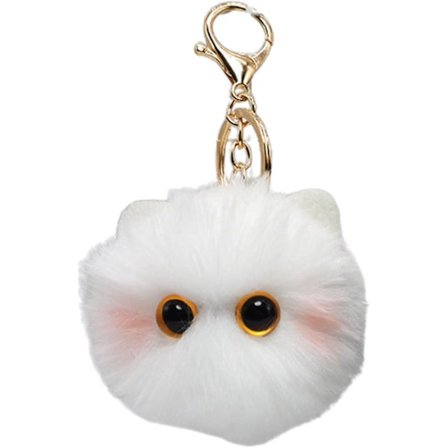 Sød Legetøjs Kat Vedhæng Nøglering Plys Rygsæk Vedhæng Gave til Piger Børn Hvid/Sort Håndlavet Blusher Kat Ornament hvid