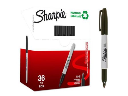 SHARPIE Märkpenna F svart 32+4/fp - Lyreco - Kontorsmaterial - Pennor - Märkpennor - Rund spets
