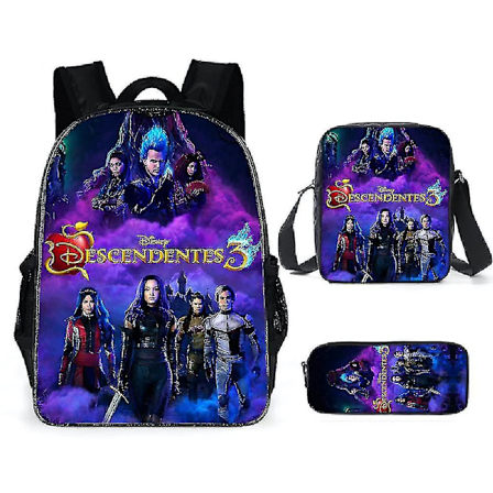 3 stk./sæt Descendants Skole Taske Satchel Anime Rygsæk Med Messenger Taske Og Blyant Taske