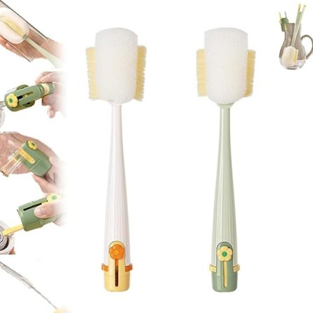 2 stk. Multifunktionel 5-i-1 Flaskerenser, 5-i-1 Flaskerensebørste, 2026 Ny Blomsterformet Multifunktionel Kopbørste