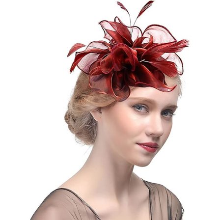 Sulkahöyhenkoriste naisille ja tytöille Kukka Organza Derby Hat Ascot Hatut Elegantti Cocktail Tea Party Hat Headwear with Clip & Hairband(