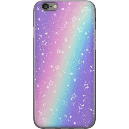 Kompatibelt Mobildeksel til Apple iPhone 6 Rainbow-farget pastellbakgrunn med hvite stjerner og gnistrende prikker i myk overgang