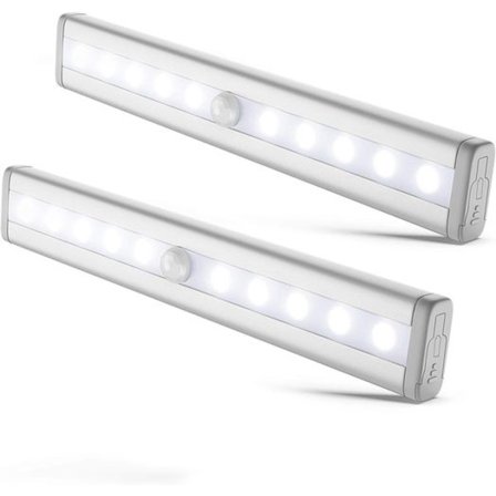 Set med 2 LED-nattlampor med rörelsesdetektor, skåpbelysning, LED-remsor,