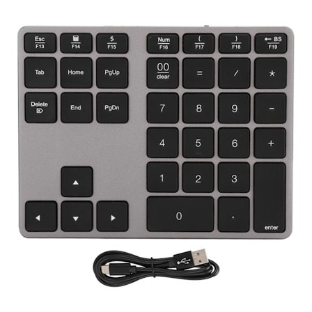BT308 35 Taster Numerisk Tastatur Genopladelig Trådløs Ultratynd Bluetooth 5.0 Tastatur Jerngrå