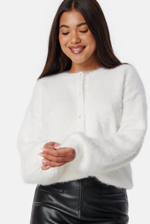 BUBBLEROOM - Fluffy Knitted Pearl Cardigan - XS