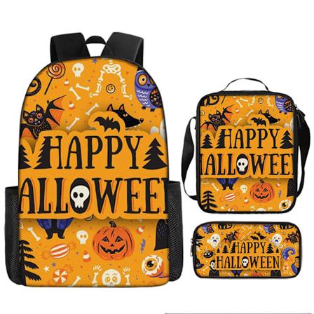 3 osainen suuren kapasiteetin oppilaiden reppuja - Halloween-reppu, kurpitsareppu alakoulu- ja yl koululaisille, lasten reppu Style 8