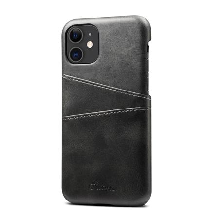 Läderskal Med 2 Kortplatser Till Iphone 11, Svart Svart