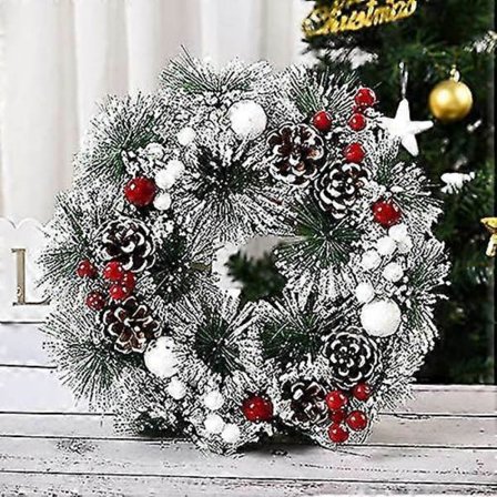 Julkrans Dörr, Juldekoration Krans Julklocka Handgjord Konstgjord Julkrans, Utomhus Hängande Dekoration D (ShiKai)