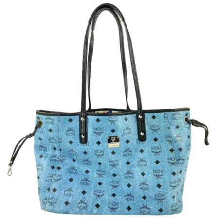 MCM Pre-owned, Pre-owned Tote Bags Blauw, Dames, Maat:ONE Size