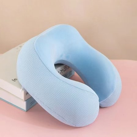 Nackkudde Memory Foam U-formad Resekudde Bekvämt Nack- och Huvudstöd Blå