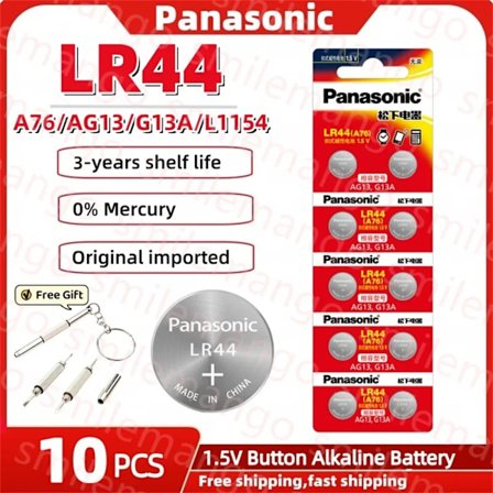 Panasonic 2-50PCS AG13 paristo A76 LR44 357 SR1154 SR44 LR 44 1,5 V alkaliparistot kellolaskimeen lelunappinappikenno