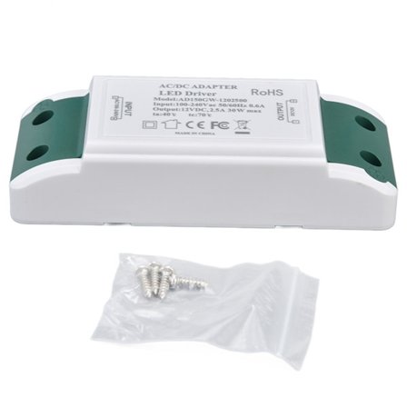 LED Driver 12V DC 30W 2.5A Konstant Strøm Spænding LED Lys Transformer til Boligindretning DIY Lampe AC 100‐240V
