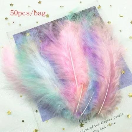 Plume 50 stk Kyllingefjer 10-15 cm 4-6 tommer Kalkunfjer Fluffy Plumes DIY Håndværk Dekoration Bryllup Fest Dekoration warm color 50pcs