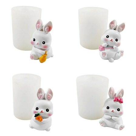 3D Kanin Påske Fondant Silikonform Kakedekoreringsverktøy DIY Baking Bunny Candy Mold