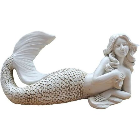 Havefigur af havfrue til haven - Retro harpiksfigur til kontor, stue, kontor, håndværk, gave til hjemmet