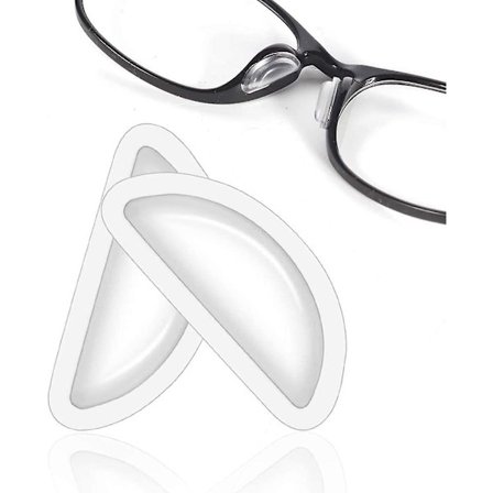 Silikoniset nenätyynyt silmälaseihin, pehmeät liimattavat ilmakammiolliset nenätyynyt, 3,5 mm korkeat nenätyynyt muovikehyksiin, 12 paria kirkkaita