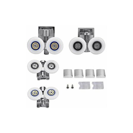 Suihkuoven rullat 26mm Kaksinkertainen liukuva suihkuoven rulla Ruostumaton suihkuoven rullat Suihkuhytin rulla 6-8mm lasiovelle, Starlight, 2 paria