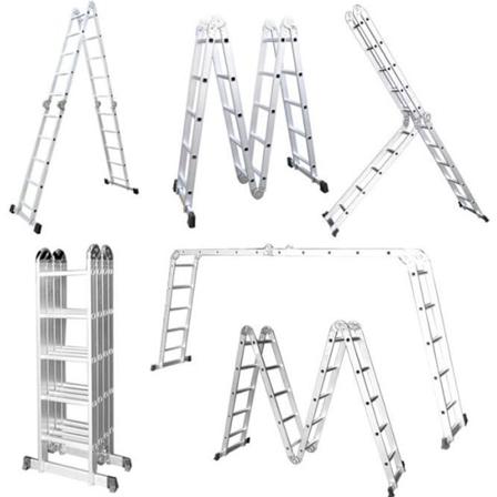 UISEBRT 550 cm 4x5 multifunktionsstege i aluminium med 6 i 1 multifunktionsplattform hopfällbar stegstege upp till 150 kg silver