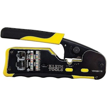 Tools A-vdv226-110 Pass Thru RJ45 Ratchet Kompakt Krympeværktøj, Gul/sort