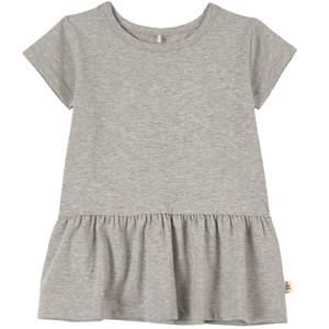 A Happy Brand Grey Melange Ruffle Detail Dress 122/128 cm - Tops - 122/128 cm - Grey