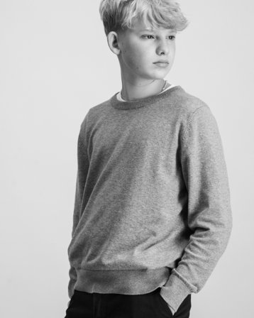 Grunt GRCarl Crew Knit Grå Tröjor Kille - Kids Brand Store