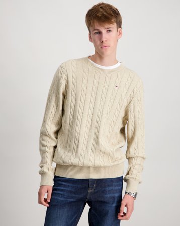 Tommy Hilfiger COTTON CABLE SWEATER Beige Pulls Garçon - Kids Brand Store
