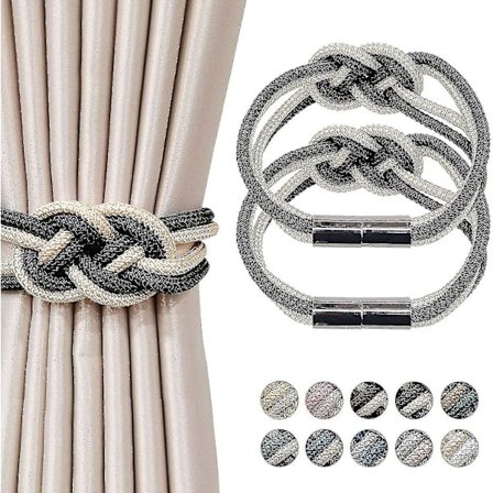 Kotiin 2-pakkauksen magneettiset verhoklipsit, Beige + Kulta